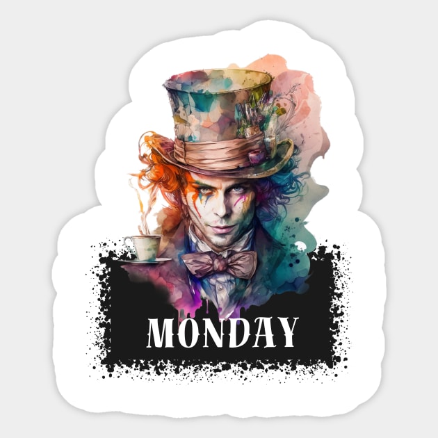 Sticker with days of the week Monday Alice in Wonderland Sticker by LaKoszulka